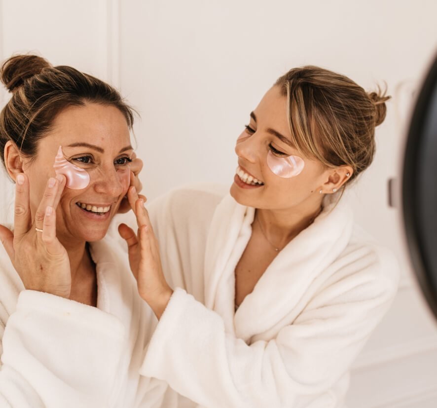 Friends enjoying a skin treatment